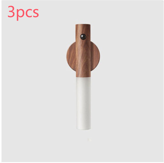 Auto LED USB Magnetic Wood Wireless Night Wall Light with Motion Sensor