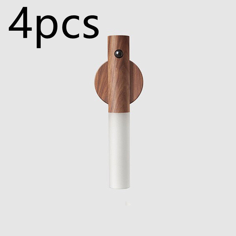 Auto LED USB Magnetic Wood Wireless Night Wall Light with Motion Sensor